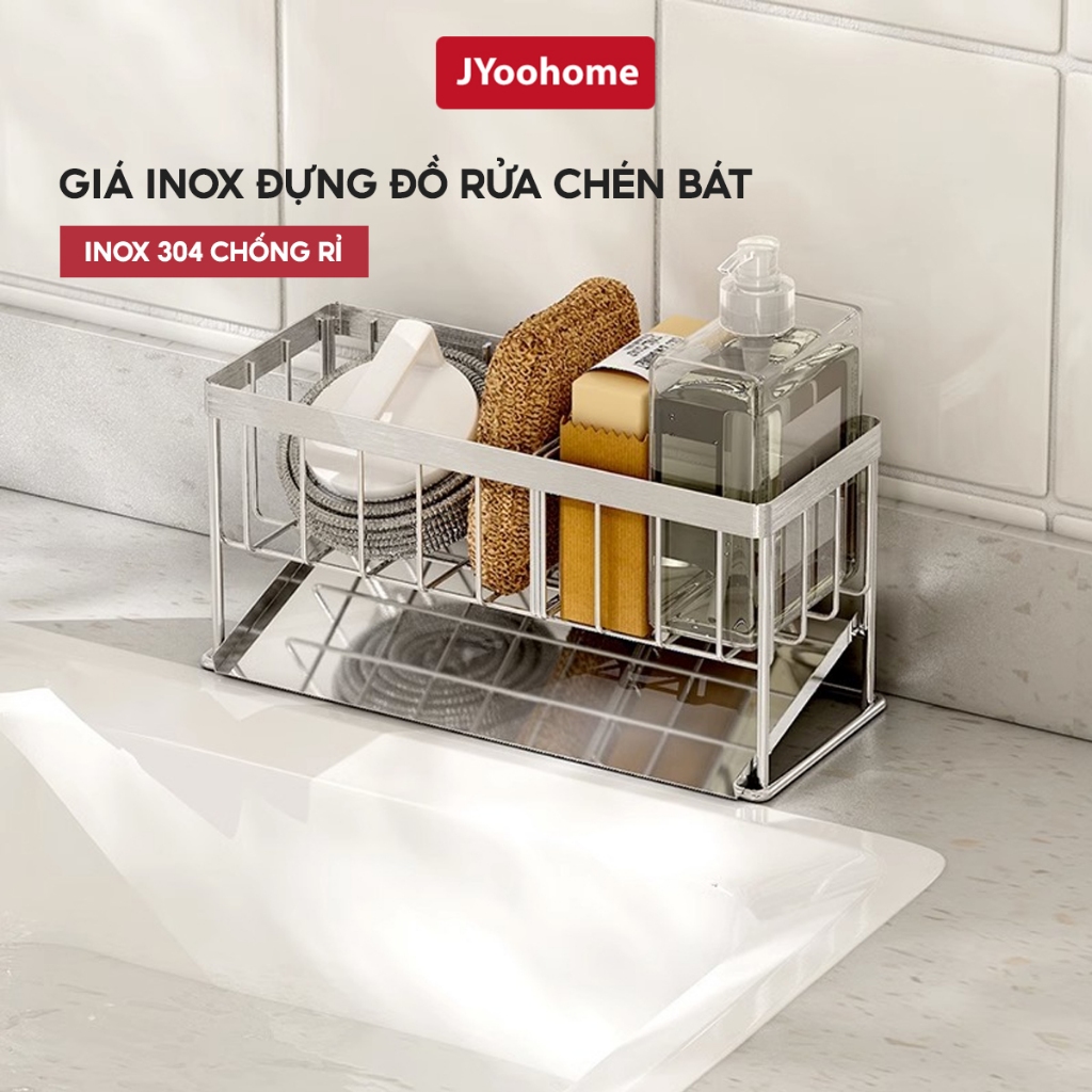 Giá Để Đồ Rửa Chén Bát JYoohome inox 304 chống rỉ Kệ Đựng Đồ Bồn Rửa Bát Tiện Lợi Kèm Khay Hứng Nước