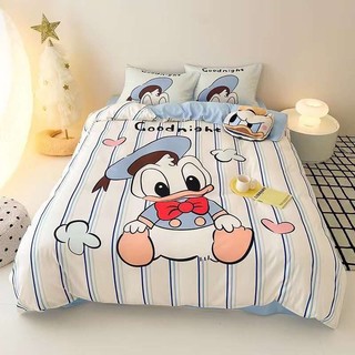 Bộ Drap Giường Chần Bông COTTON vịt Donal Xanh phối M2*2M M4*2M M6*2M M8*2M (inbox size) [CHỌN MẪU]