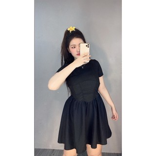 Đầm cổ tròn xương cá bigsize