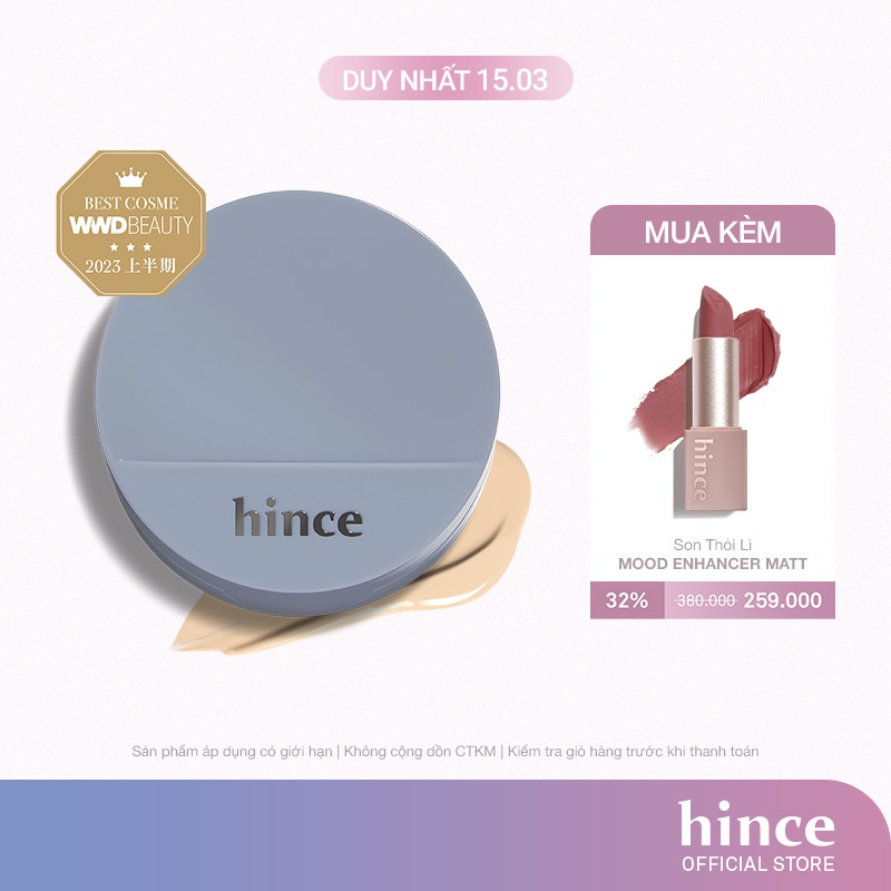 Phấn Nước Thuần Chay hince Second Skin Mesh & Matte Cushion