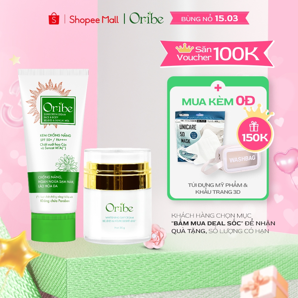 Combo Kem Chống Nắng Nâng Tone Body Dưỡng Trắng Oribe Và Kem Dưỡng Ẩm Phục Hồi Nuôi Dưỡng Da Ban Ngày