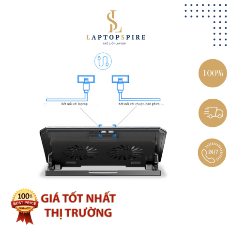 Đế tản nhiệt laptop máy tính bảng mcbook SIDOTECH Q100 làm mát nhanh đèn led gaming quạt chống ồn 4 