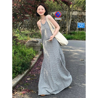 Váy Maxi Kẻ Sọc Hở Lưng