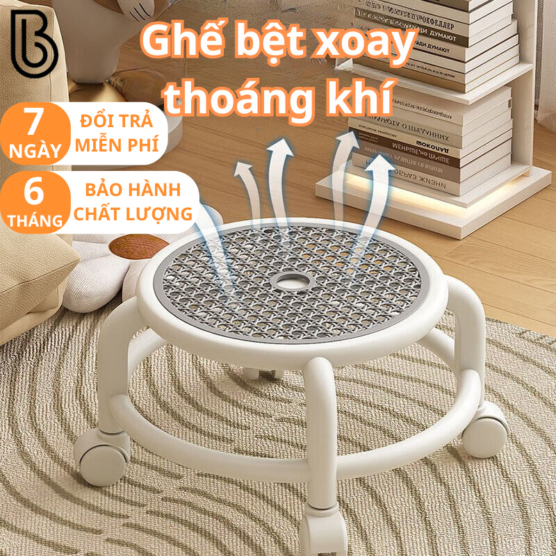 Ghế tròn xoay bệt có bánh xe đa năng xoay 360 độ , ghế nail , ghế bệt đóng hàng khung viền chắc chắn