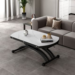 Bàn ăn nâng hạ thông minh tích hợp bếp từ cao cấp, Bàn di động mặt đá sang trọng cho gia đình hàng nhập khẩu