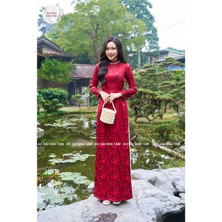 G41 áo dài gấm thêu, áo dài nhà tấm
