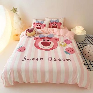 Drap Giường Chần Bông Gấu Dâu Xinh Cực Đẹp Cotton M2*2M-M4*2M-M6*2M-M8*2M