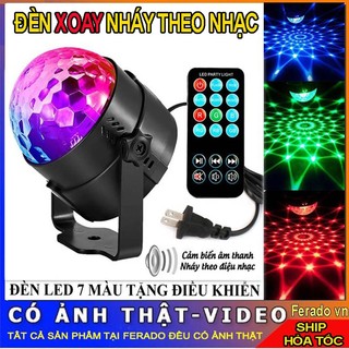 Đèn Led quả cầu xoay cảm biến âm thanh Trang Trí 7 Màu Cảm Ứng Theo Nhạc 7 màu có remote điều khiển - đèn sân khấu