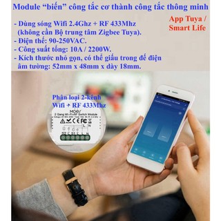 Module Tuya Smart Life, Zigbee / Wifi, loại 1/2/3 đèn, Home Assistant (Hass) -