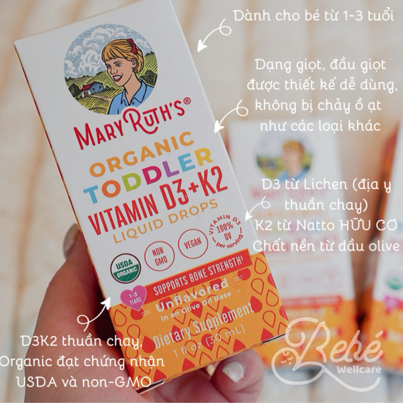 D3K2 Mary Ruth's Hữu cơ cho trẻ từ 1-3 tuổi (Dạng giọt)