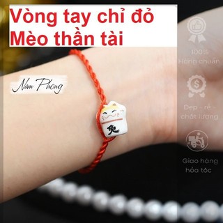 Vòng tay dây chỉ đỏ mix mèo thần tài may mắn