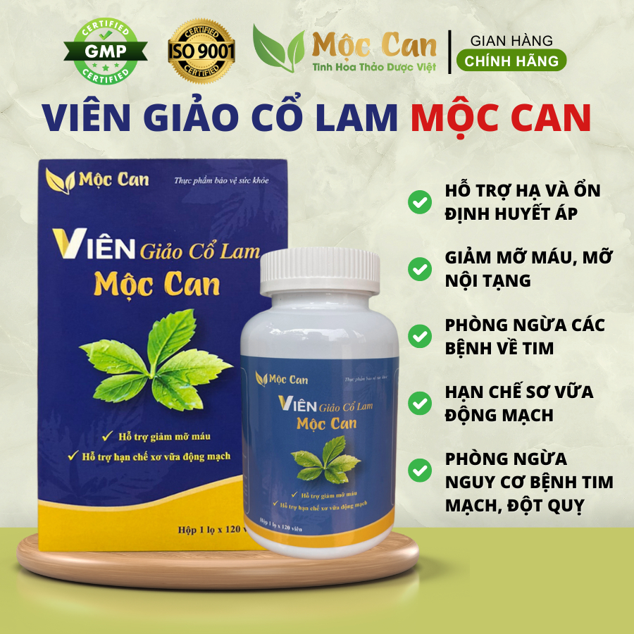 Viên Uống Ổn Định Huyết Áp, Viên Giảo Cổ Lam Mộc Can, Giảm Mỡ Máu, Ngưng Xơ Vữa Động Mạch Máu, Ngăn Ngừa Nguy Cơ Đột Quỵ