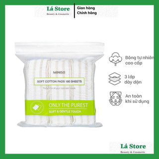 Bông Tẩy Trang Miniso Nhật Bbản 180 Miếng Cotton Mềm Mịn Sạch Sâu