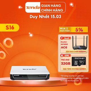 Bộ Chia Mạng Switch Để Bàn Tenda S16 16 Cổng 10/100Mbps - Hàng Chính Hãng