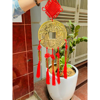 Đồng Xu Trấn Trạch Chiêu Tài Cỡ Đại bằng đồng xâu dây tiền ngũ đế phong thủy tài lộc