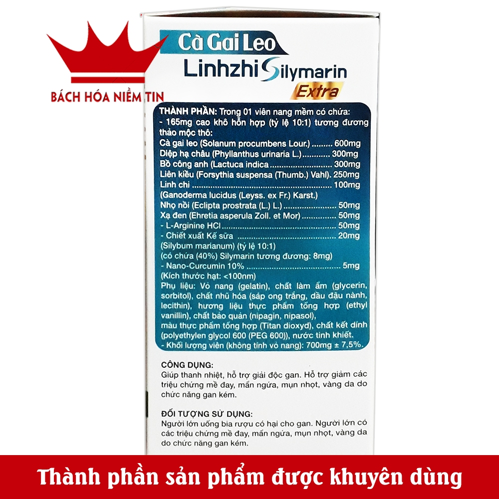 Viên uống giải độc gan Cà Gai Leo LinhZi- giúp mát gan, - Cà gai leo, actiso, tỏi đen, diệp hạ châu  Hộp 60 viên