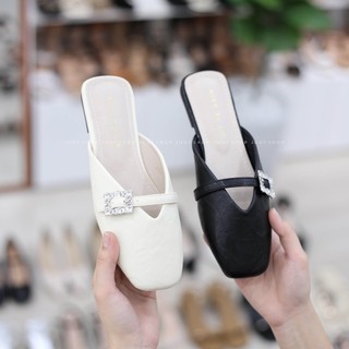 Dép Judy - Dép Sục Mũi Bầu Quai Ngang Đính Khuy Đá Đế Trệt QCCC 6747