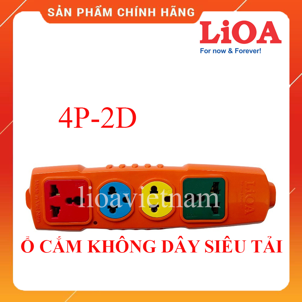 [CHÍNH HÃNG] Ổ cắm điện LiOA siêu tải không dây 4 lỗ 4P-2D công suất lớn 6600W - LIOAVIETNAM