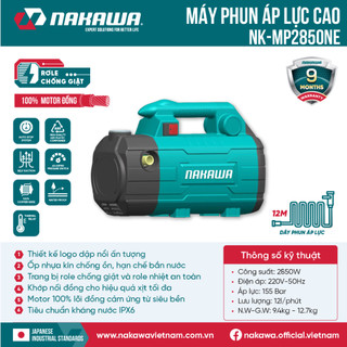 Máy rửa xe Nakawa NK-MP2850NE c.suất 2850W motor 100% dây đồng dùng cho gia đình phun rửa (hàng chính hãng)
