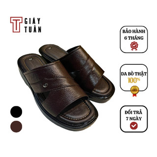 Dép da nam đế cao 5cm da bò thật bảo hành 6 tháng - Chú Tuấn Giày