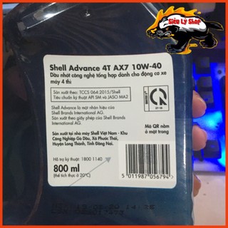 Nhớt xe số Shell Advance AX7 0.8L - 1L