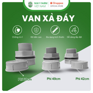 Van xả nước, van xả đáy bể bạt - nhựa pvc xám cao cấp - phi 42, 49, 60 - kèm gioăng cao su