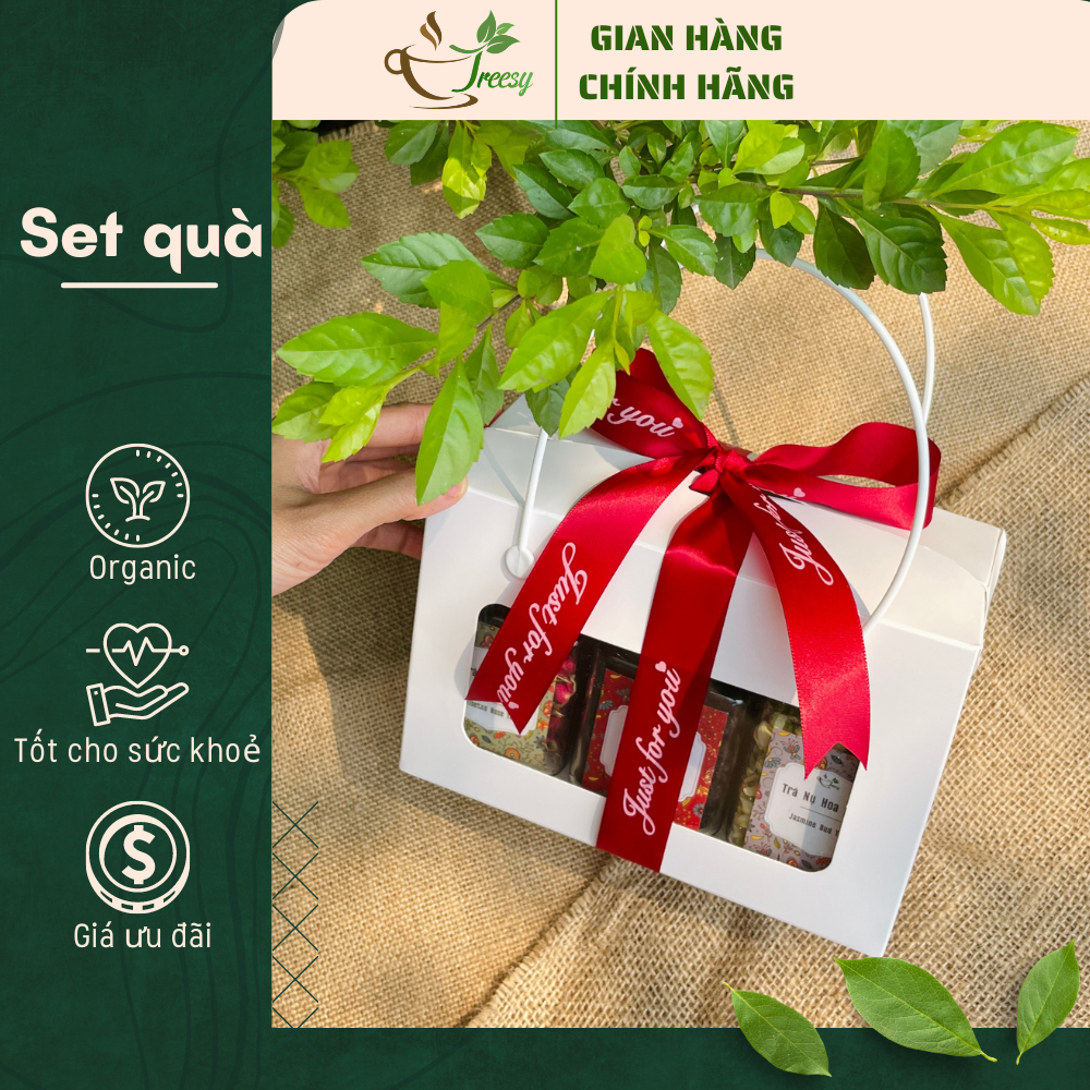 Set Trà thắt nơ 3 Hũ 200ml làm quà tặng những người thương yêu - Quà Tết, Quà 20/10, Quà 20/11, Quà 8/3