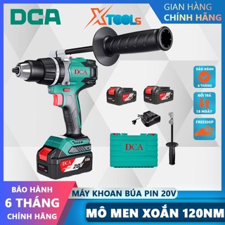Máy khoan búa pin dca adjz03-13em máy khoan động lực 2000v/p 120n.m 10mm siêu mạnh kèm 2 pin 4ah máy khoan búa cầm tay