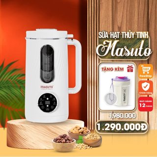 Máy làm sữa hạt Masuto 1L thủy tinh cường lực nhuyễn mịn chống trào, 6 chế độ nấu, dễ vệ sinh, bảo hành 12 tháng