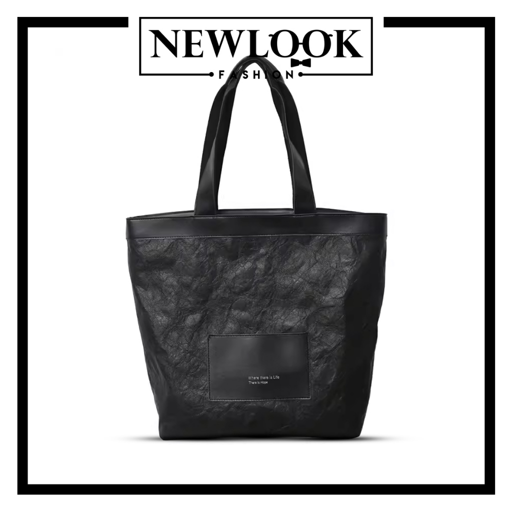 ★ TÚI TOTE ĐEO VAI DA SIMILI CHỐNG NƯỚC GIẢ GIẤY KRAFT CŨ ĐỘC ĐÁO STYLE UNISEX NAM NỮ ( 38 x 36 x 15cm )