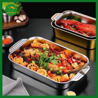 Khay inox đa năng khay đựng topping ăn lẩu thập cẩm cá chép om dưa chất liệu inox 304 chất lượng cao cấp