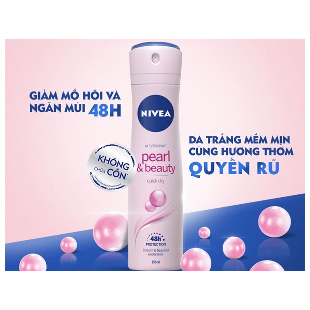 (Xả kho HSD 2026) Xịt ngăn mùi Nivea Pearl & Beauty 150ml