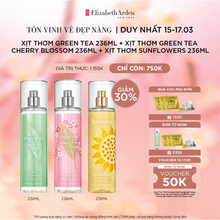 COMBO 3 Xịt thơm Elizabeth Arden Green Tea + Cherry Blossom + Sunflowers Fine Fragrance Mist 236ml