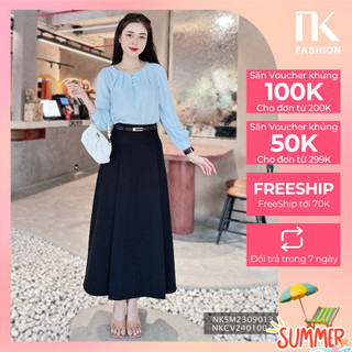 Chân Váy Dài Xếp Ly NK Fashion Công Sở Nữ Thiết Kế Basic Sang Trọng, Chất Liệu Vải Nhập Hàn Co Giãn, Mềm Mịn NKCV2401003