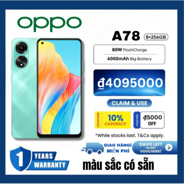 Điện thoại OppoA78 5G - Oppo A 78 5G 2sim ram 8G/256G mới Chính Hãng, màn hình 6.56inch, Chiến Game mượt