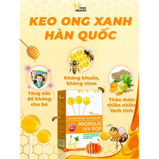 Kẹo mút ho keo ong lá thường xuân Happy Vitamin hỗ trợ ngăn ngừa ho