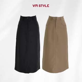 Chân váy dài nữ VMSTYLE cạp cao dáng chữ A trơn lưng rã basic, công sở đi làm, đi chơi CVD00103