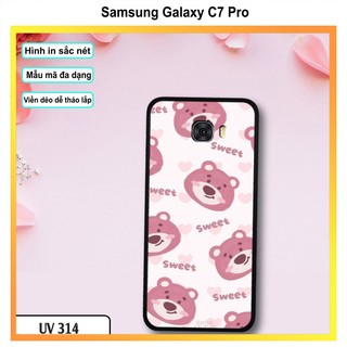 Ốp lưng gấu dâu cute cho samsung galaxy c5 pro/c7/c7 pro/c9 pro - viền dẻo lưng nhám