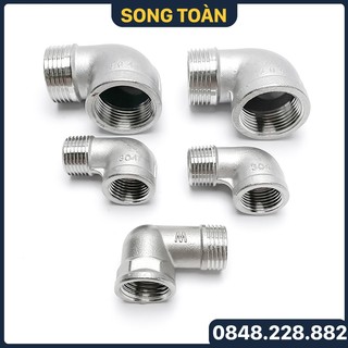 Co Ren Inox 304, Co Ren Trong Ren Ngoài 21 27 34 Nối Ren Trong Ren Ngoài Cong & Cút Ren 90 Độ - Bằng Inox 201 304
