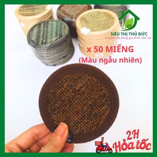 Combo 50 Miếng Lót Ly Tròn Vải Nỉ Hàng Loại 1 Dày Dặn Thấm Hút Tốt