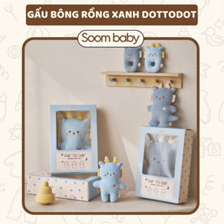 Gấu bông rồng xanh cho bé siêu dễ thương, an toàn Dottodot Hàn Quốc, nhập khẩu chính hãng có tem phụ
