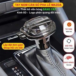 Cần số pha lê Mazda mẫu du thuyền - Kính 5D, viền bóng đẳng cấp - Có nút bấm chuyển số