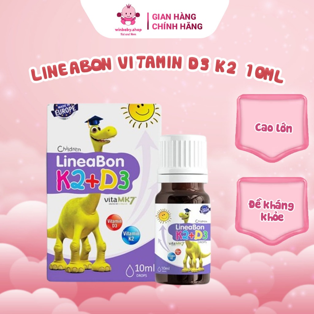 LineaBon vitamin D3 K2 10ml - Vitamin tăng chiều cao chính hãng cho cả trẻ em và trẻ sơ sinh, người kém hấp thụ canxi