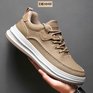 Giày Thể Thao Giày Nam Sneaker ZENNO CS941 Màu Nâu Chất Da Cao Cấp Bền Bỉ Đế Đi Êm Nhẹ