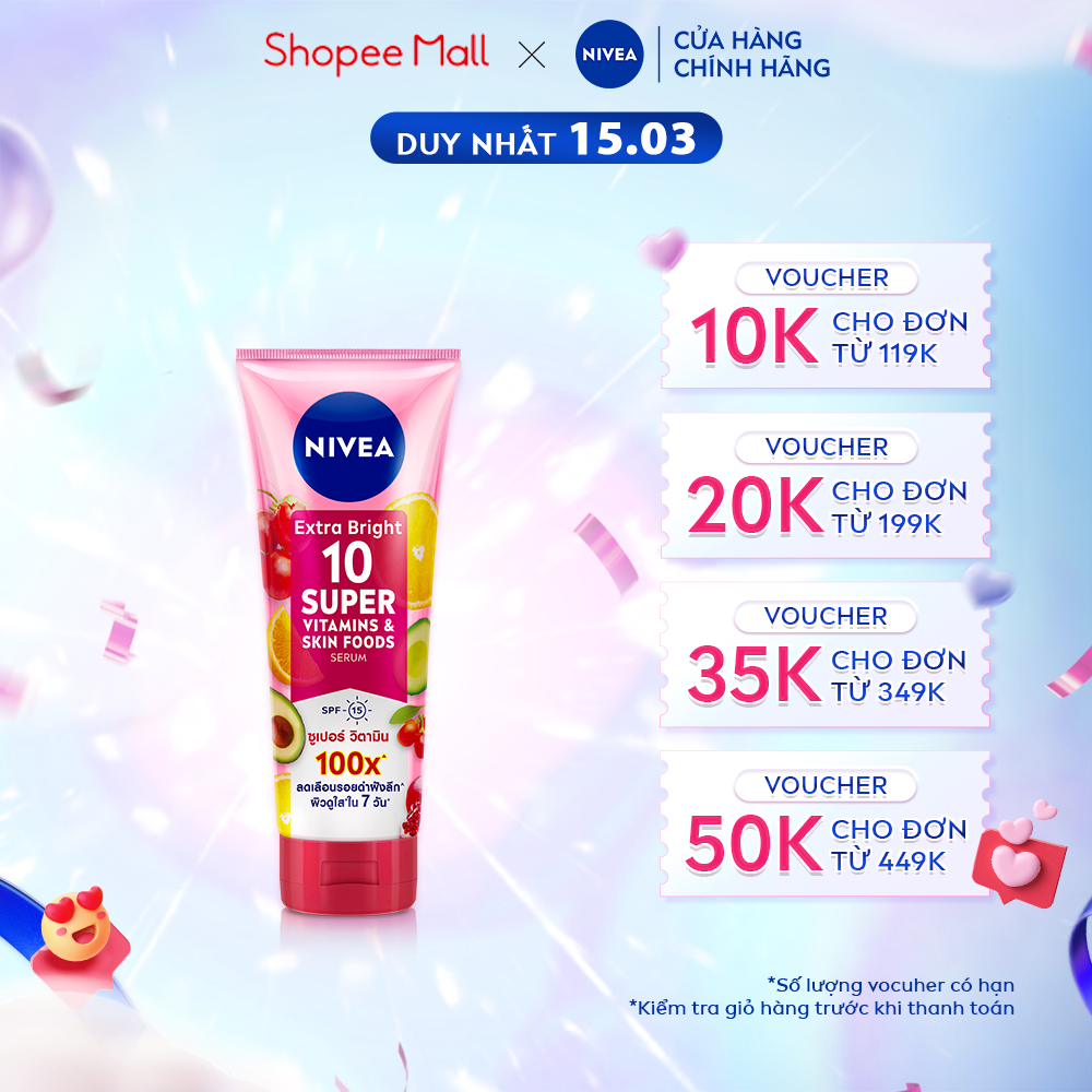 Serum Dưỡng Thể NIVEA 10 Super Vitamins & Skin Foods Sáng Da | Mờ Thâm & Đốm Nâu Sau 7 Ngày (180 ml) - 93767