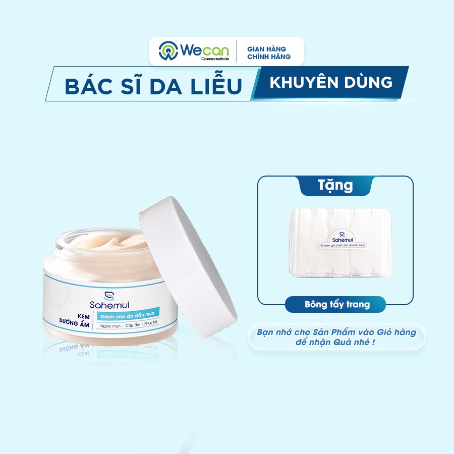 Kem Dưỡng Ẩm Chuyên Dành Cho Da Dầu Mụn Sahemul Giúp Ngừa Mụn, Cấp Ẩm, Phục Hồi Da Hư Tổn 50gr