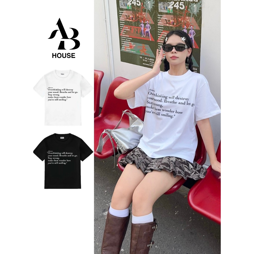 AB HOUSE - Áo thun baby tee Overthinking Unisex Nam Nữ Top Cổ Tròn Women Cotton