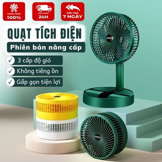 Quạt mini sạc điện tích hợp quạt để bàn gấp gọn siêu tốc, quạt mini supper fan 3 chế độ gió, để bàn nhỏ gọn, an toàn, đổ