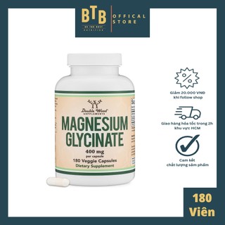 Viên uống bổ sung magie magnesium glycinate 400mg x 180 viên hỗ trợ xương khớp,giấc ngủ,giảm stress từ hãng double wood