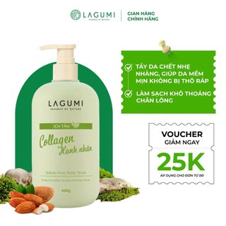  Sữa tắm Collagen hạnh nhân LAGUMI 400ml dưỡng sáng, làm mịn da
